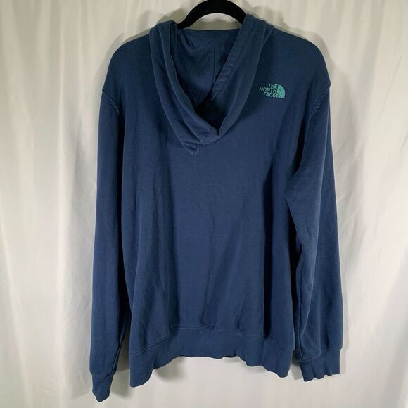 North Face Hoodie Men's Large Blue Graphic Print Pockets Drawstring Pullover - Picture 8 of 10